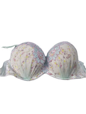 floral embroidered push-up bra, delicate light blue and pink Pattern 34A